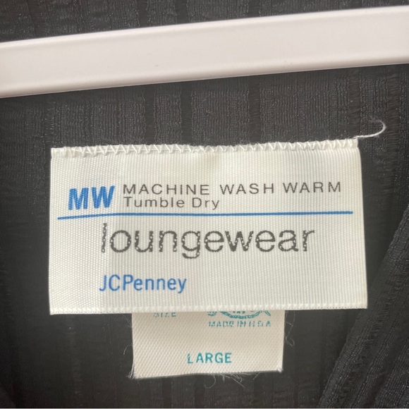 Vintage JC Penney Loungewear Black Maxi Zip Zipper Up Pkts Caftan Dress Size 12 - Picture 2 of 7